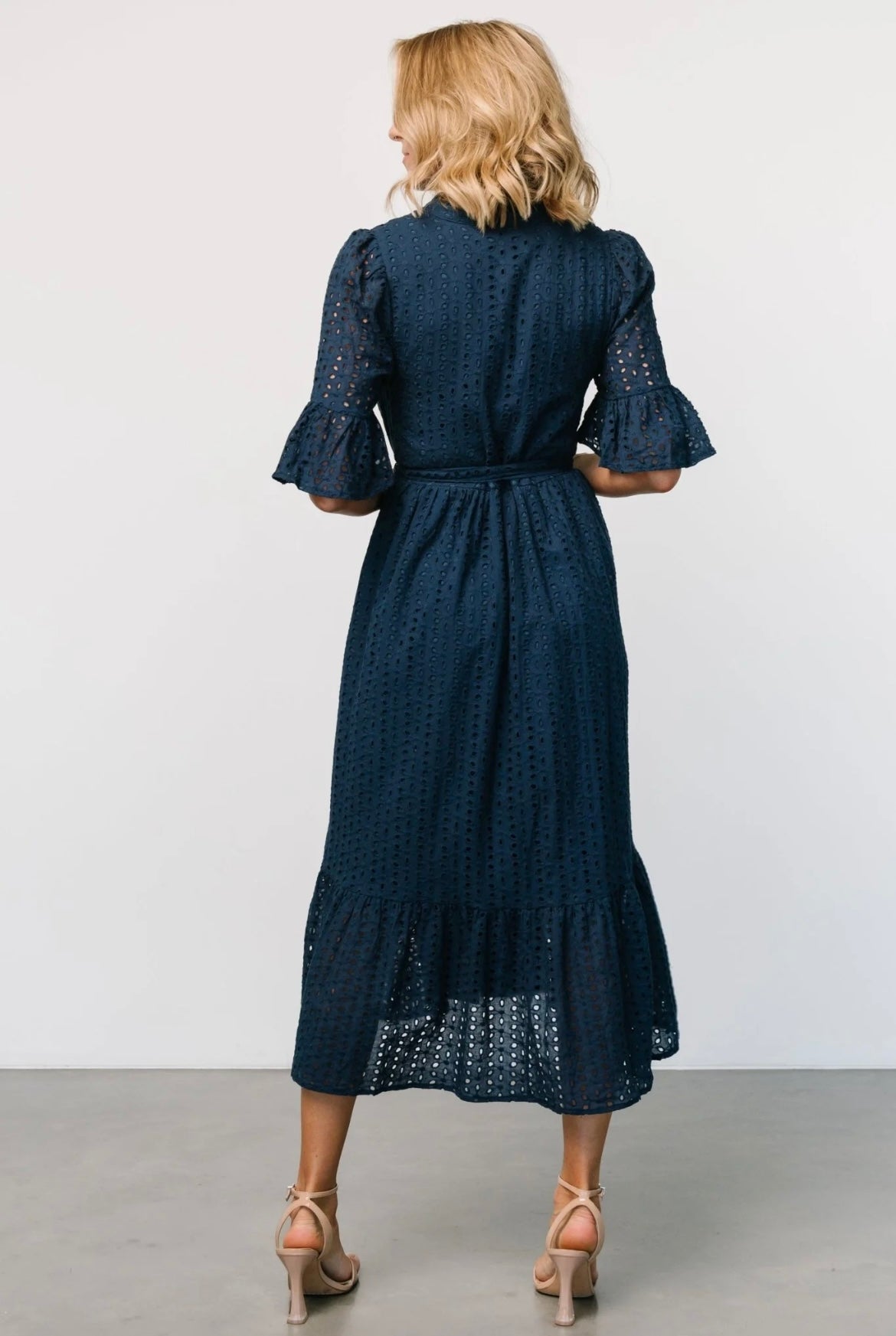 Kaylie eyelet button down midi dress