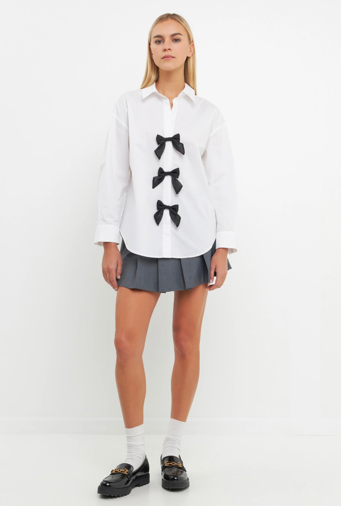 Bow poplin shirt