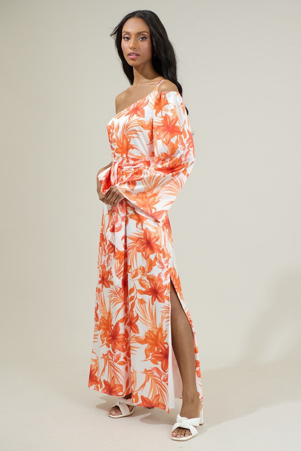 Nerola floral one shoulder maxi dress