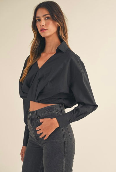 Kirah longsleeve crop top in black