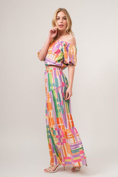 Lynda maxi multi color skirt set