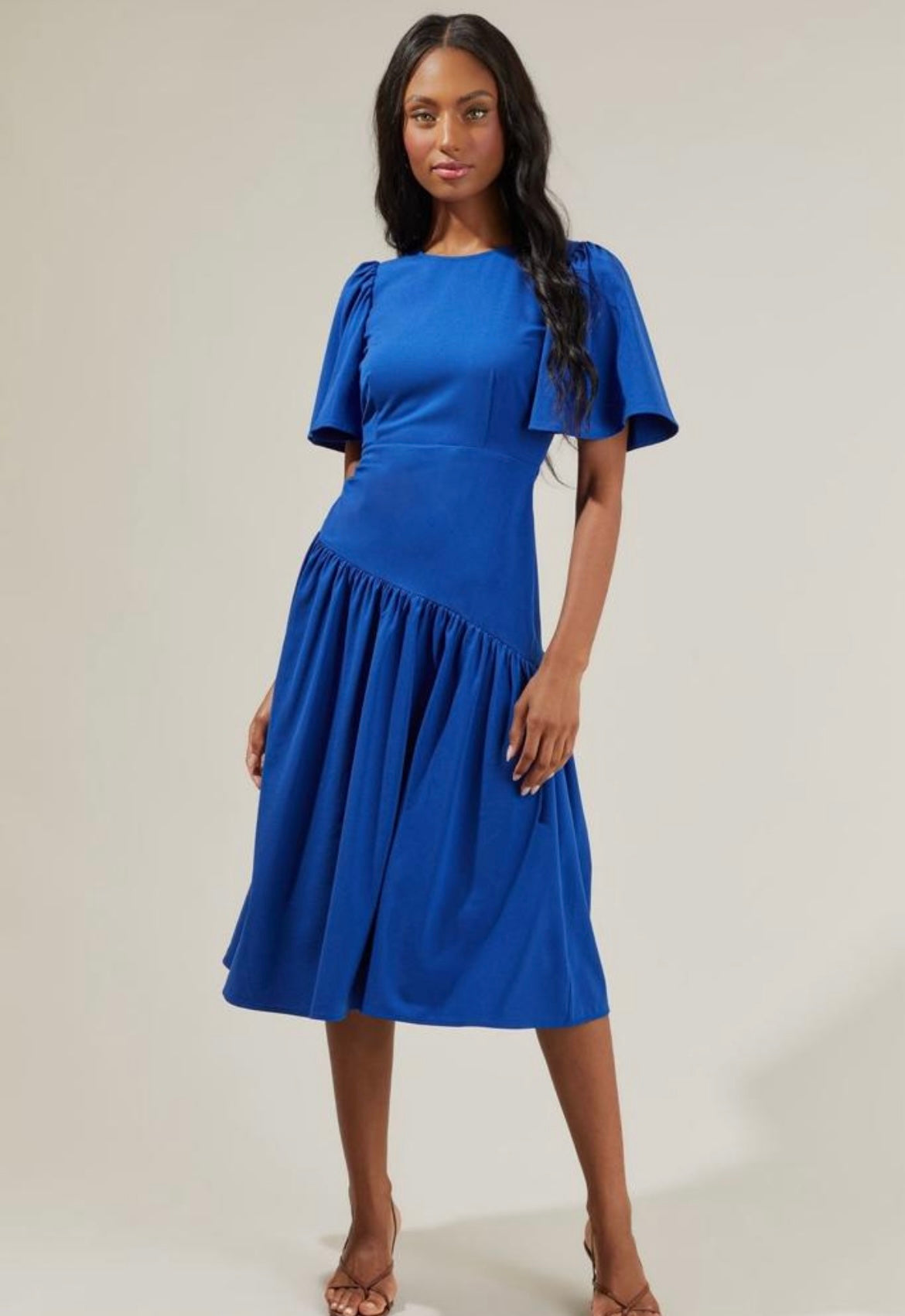 Merriam midi dress in cobalt blue