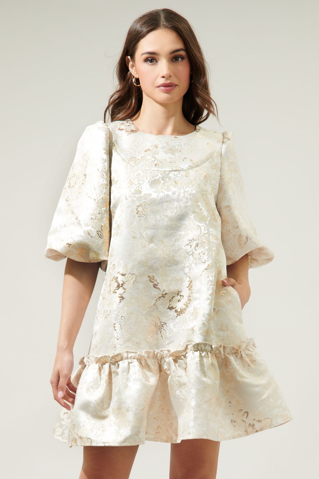 Lola jacquard ruffle shift dress