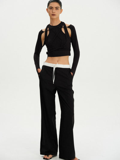 Drawstring trousers in black