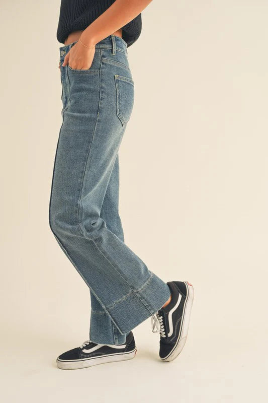 Pleat detail jeans