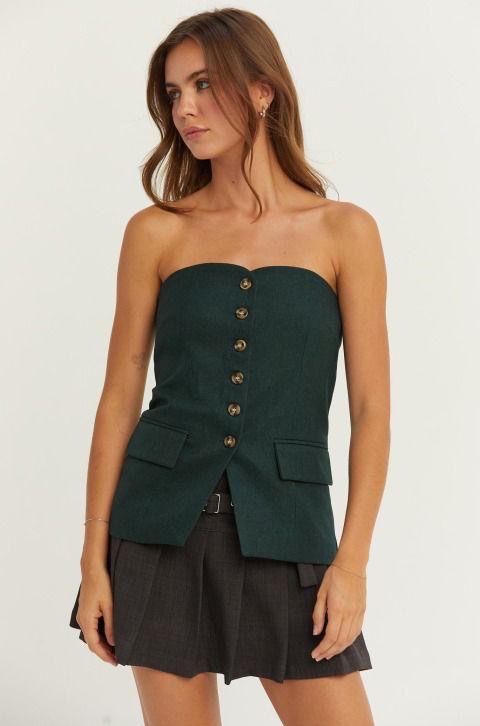 Kourt strapless top in green