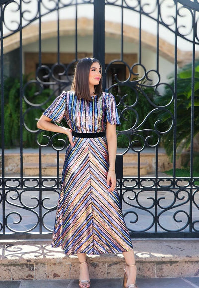 Sequin multi midi dress