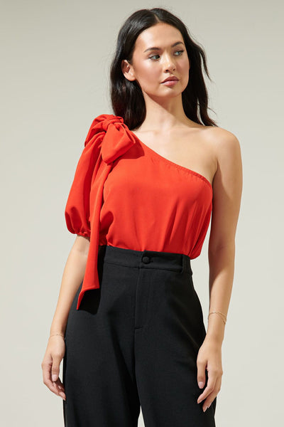 Portofino one shoulder blouse