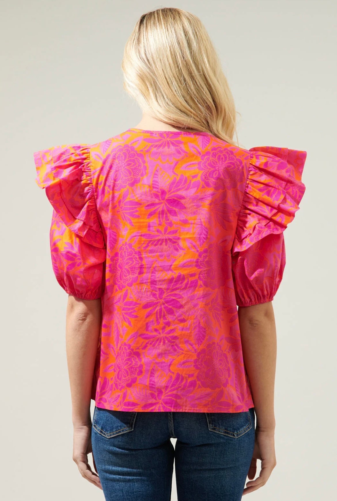 Bali tropics ruffle top