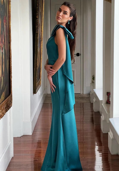 Lise teal maxi dress