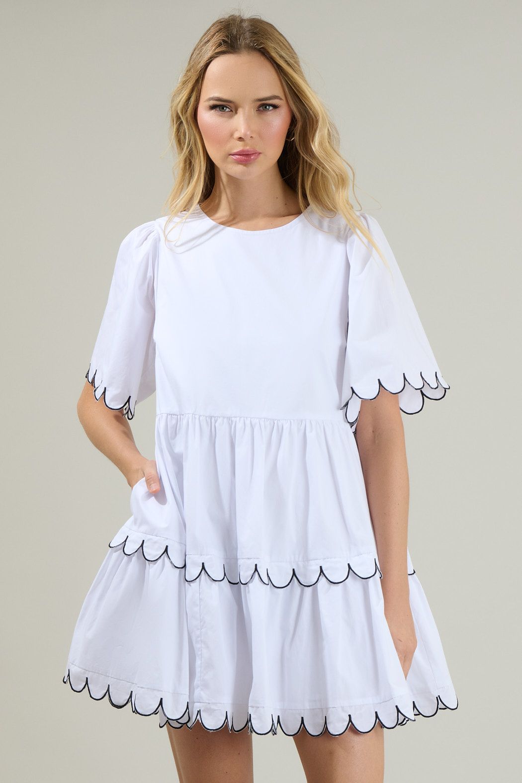 Scalloped babydoll dress