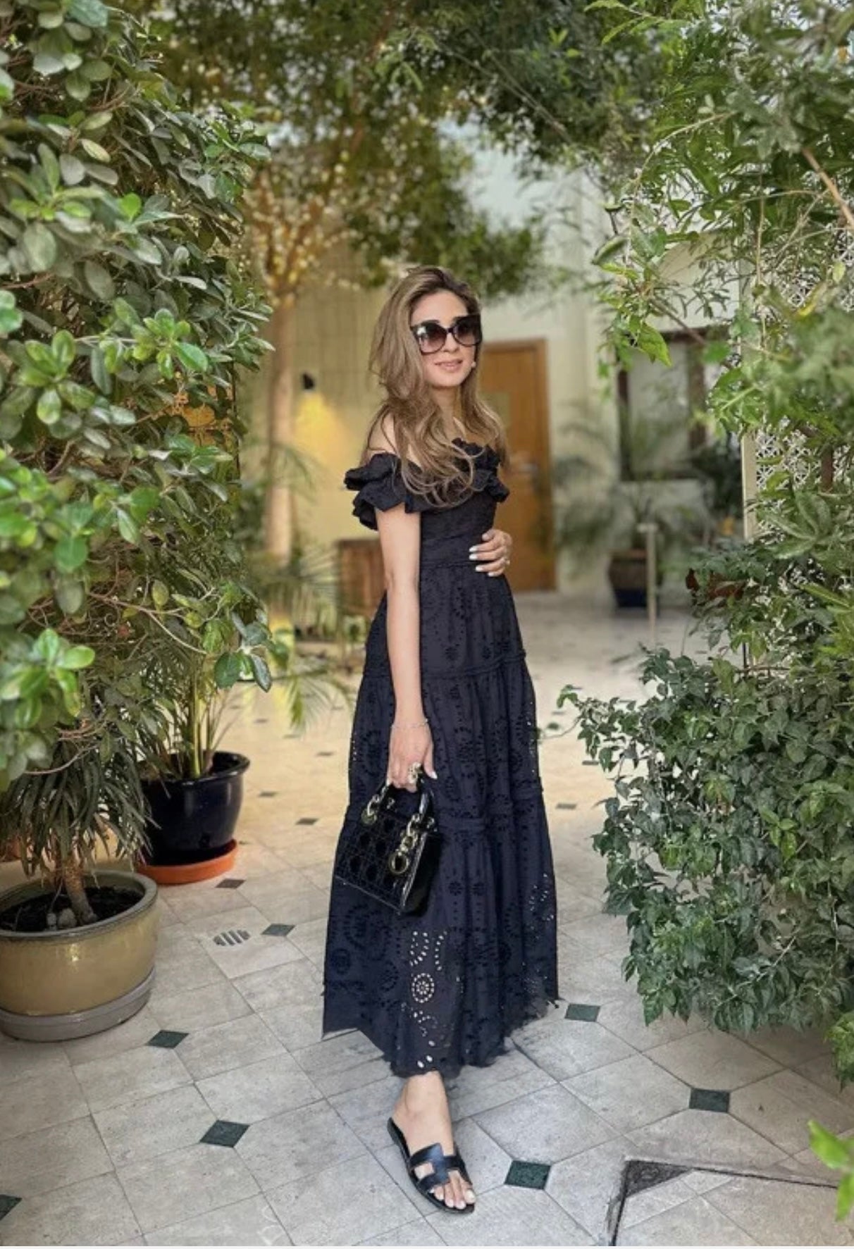 Camelia embroidered maxi dress in black