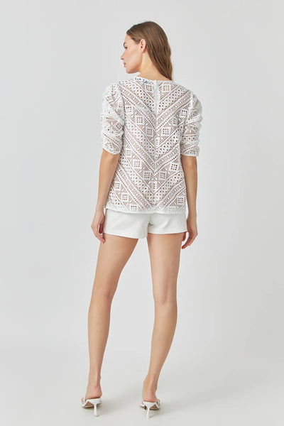 Embroidered lace blouse