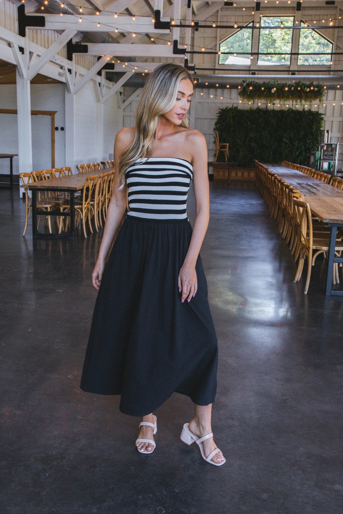 Annika striped midi dress