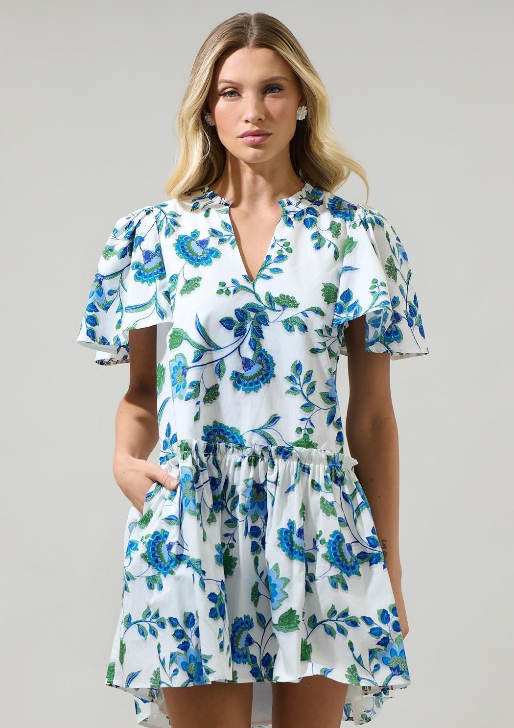 Flower mini peplum dress