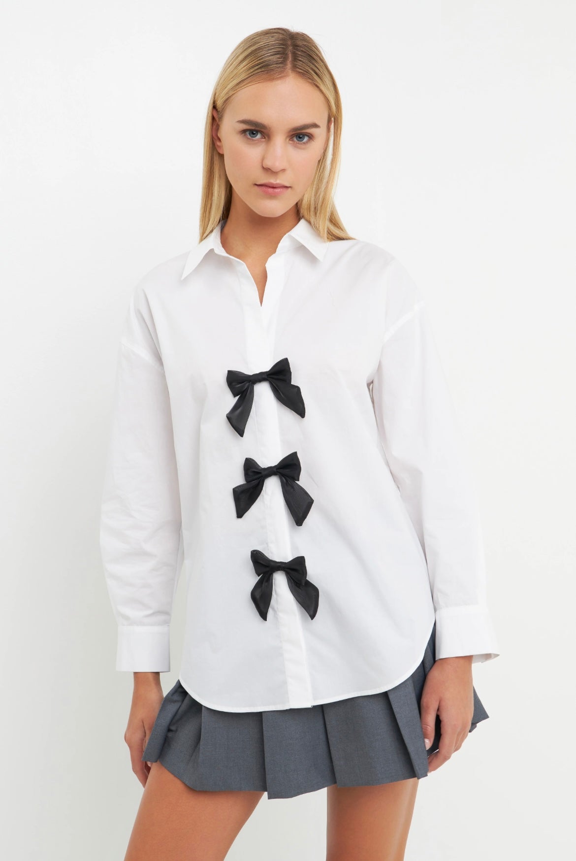 Bow poplin shirt