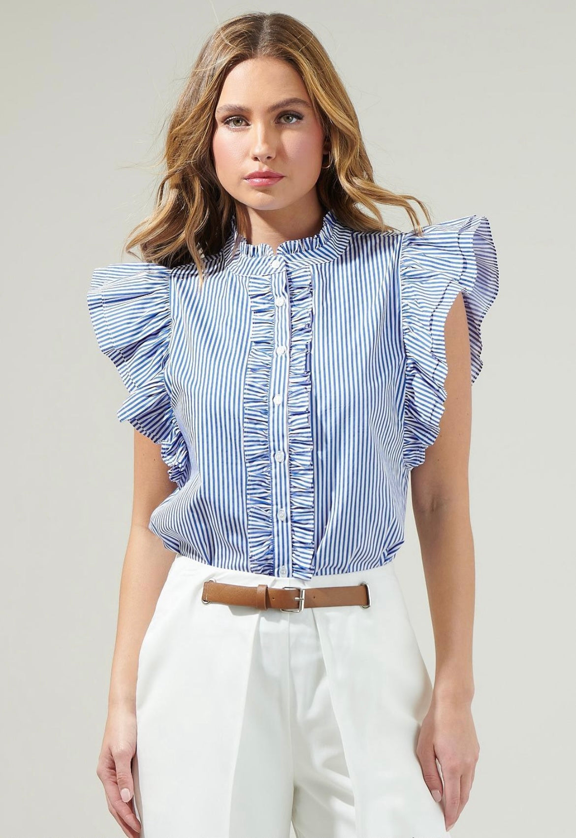 Ruffled striped blouse