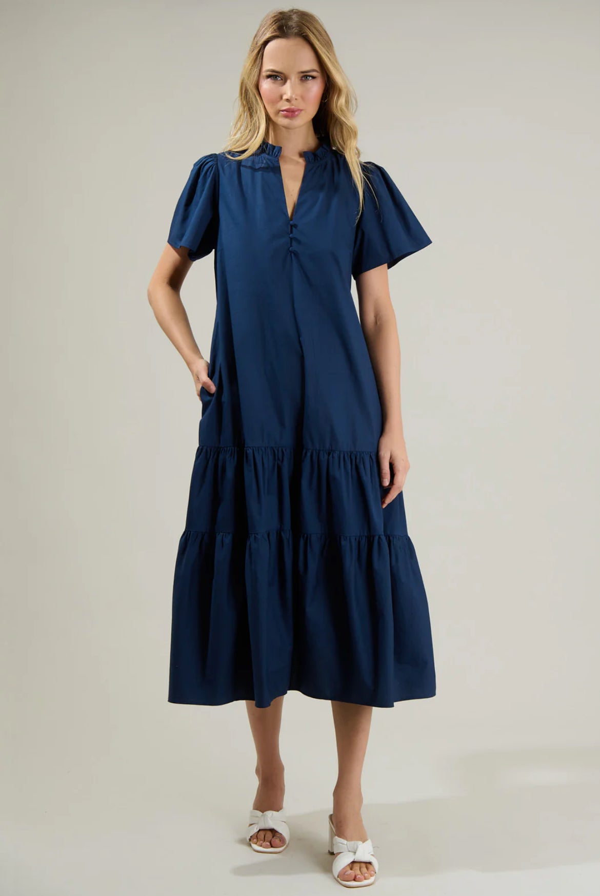 Britt poplin tiered dress