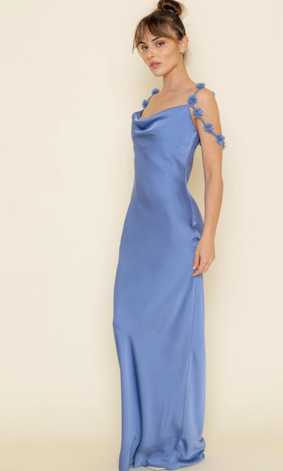 Satin maxi steel dress