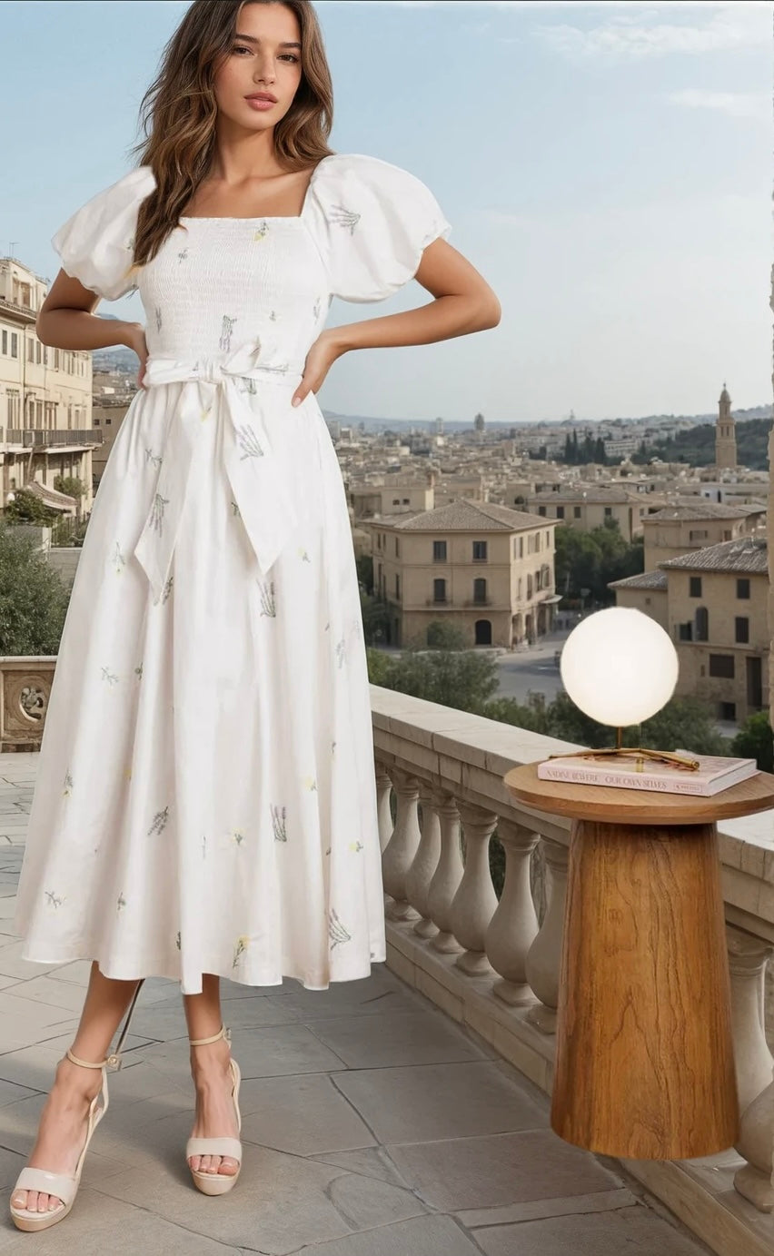 Becca embroidered midi dress