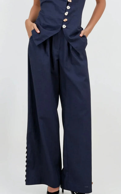 Multi accent button pant set