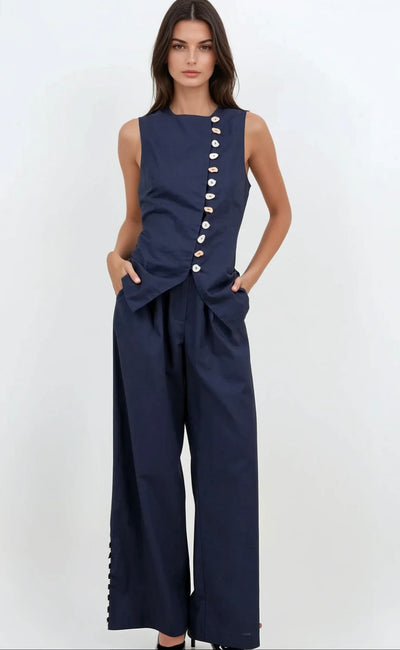 Multi accent button pant set
