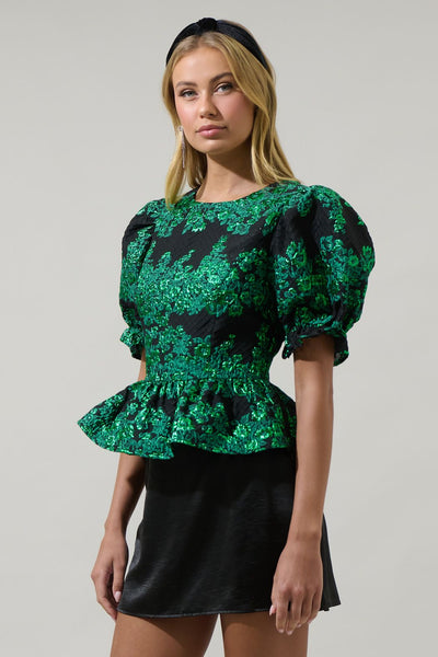 Tina puff sleeve peplum top