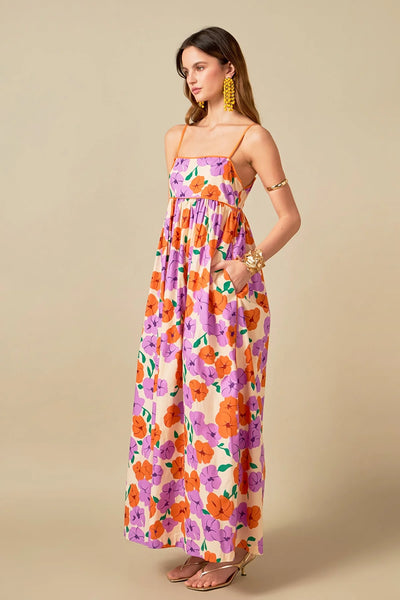 Print empire waist maxi dress