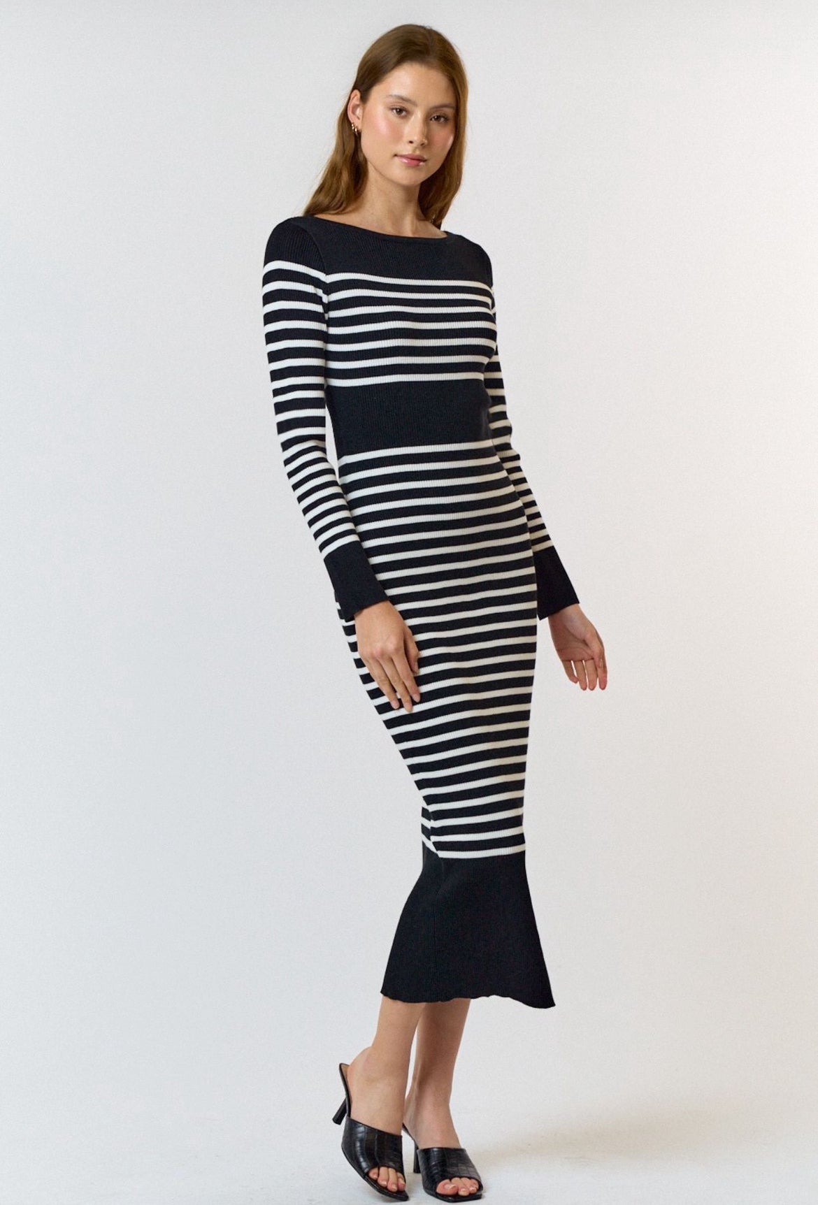 Long sleeve contour sweater dress