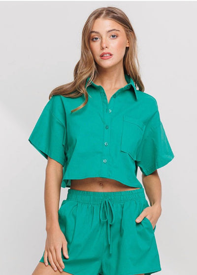 Marlo linen short set in green