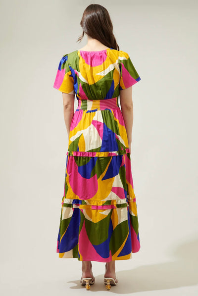 Rio Abstract tiered maxi dress