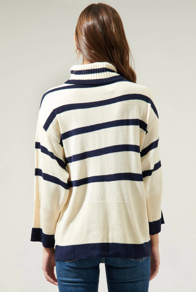 Billow sleeve knit in cream striped