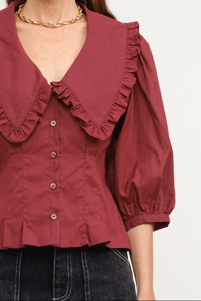 Matilda blouse in burgundy