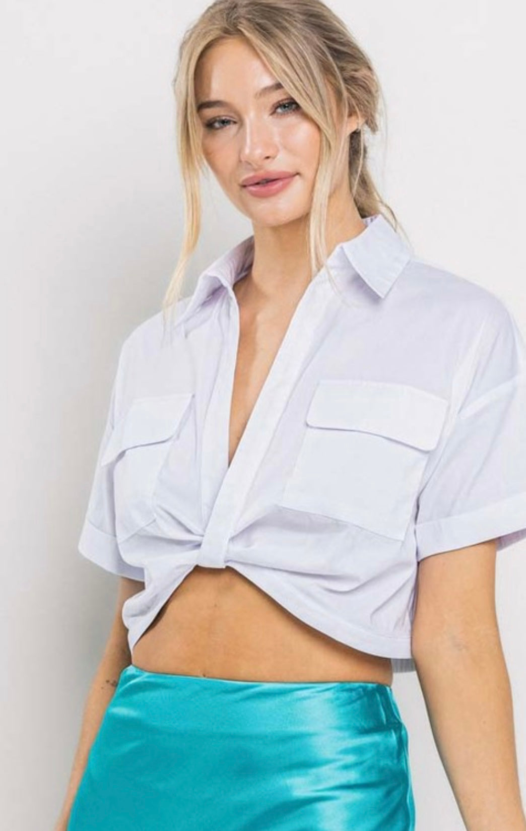 Celia knot crop top in white