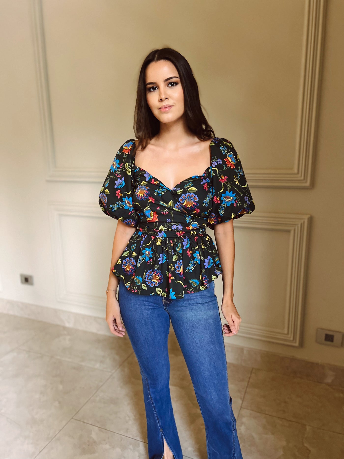 Carlotta floral peplum top