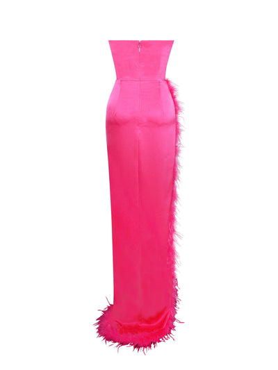 Perry fuchsia feather gown