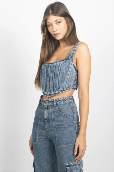 Denim bustier top