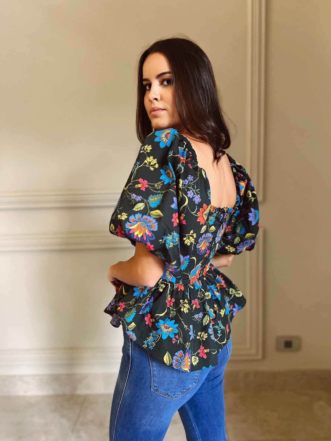 Carlotta floral peplum top