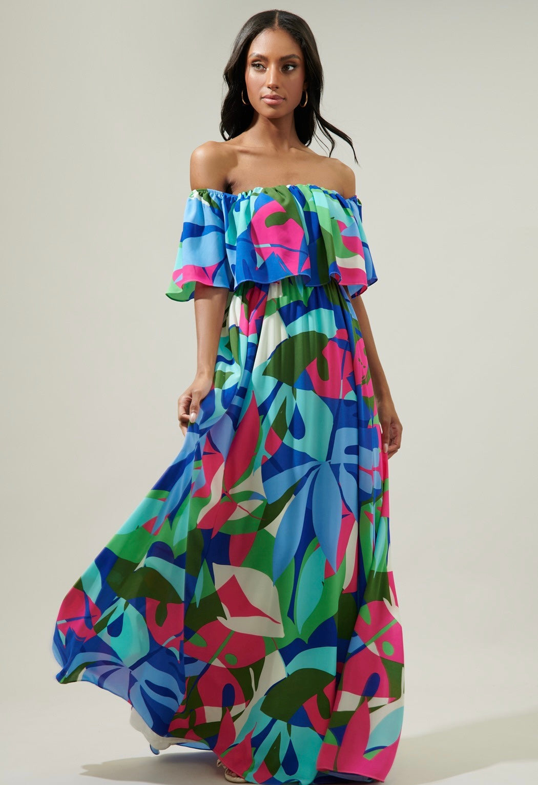 Tropical flowers maxi dress