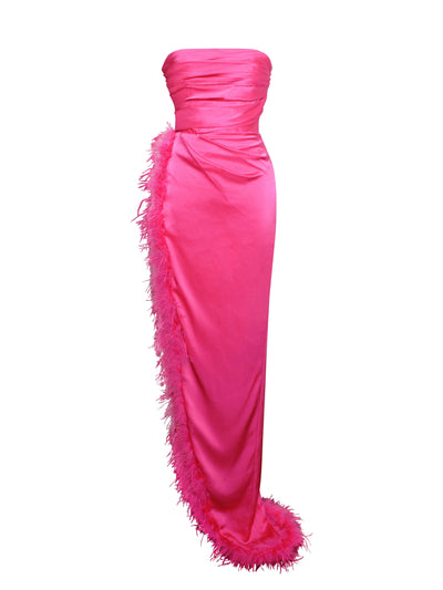 Perry fuchsia feather gown