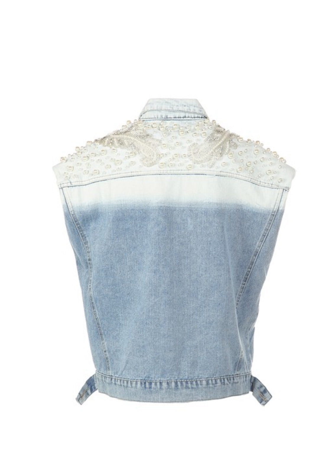 Embellished denim vest