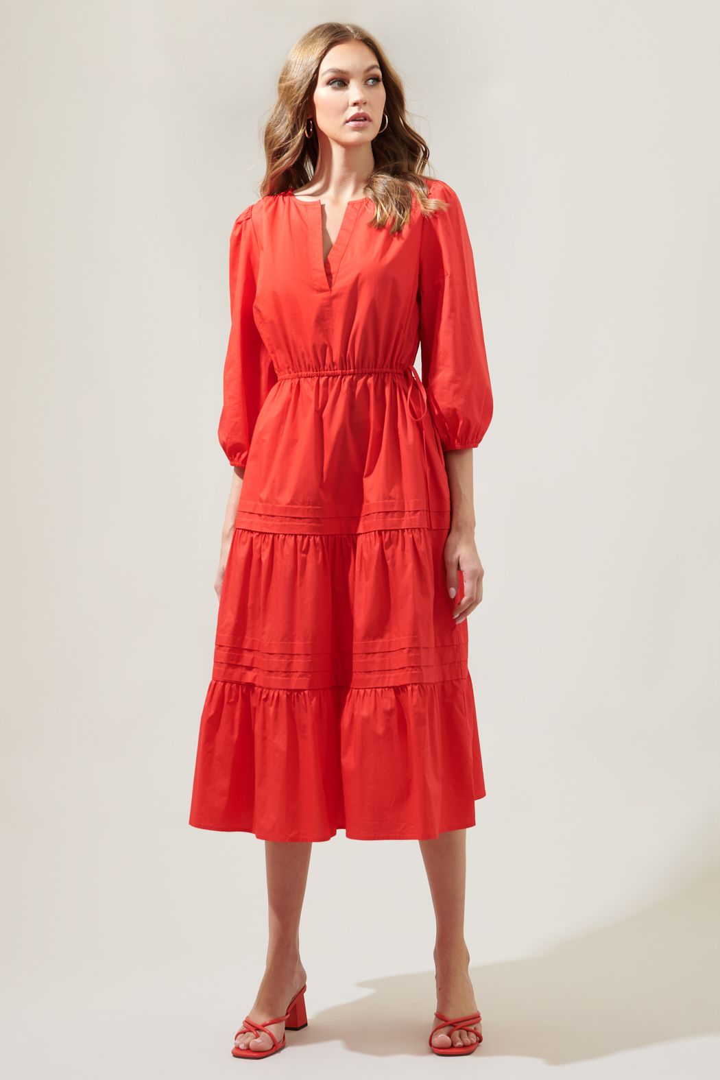 Atelier poplin tiered midi dress