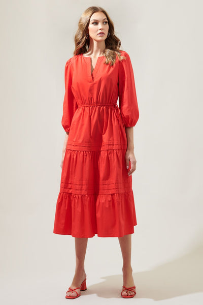 Atelier poplin tiered midi dress