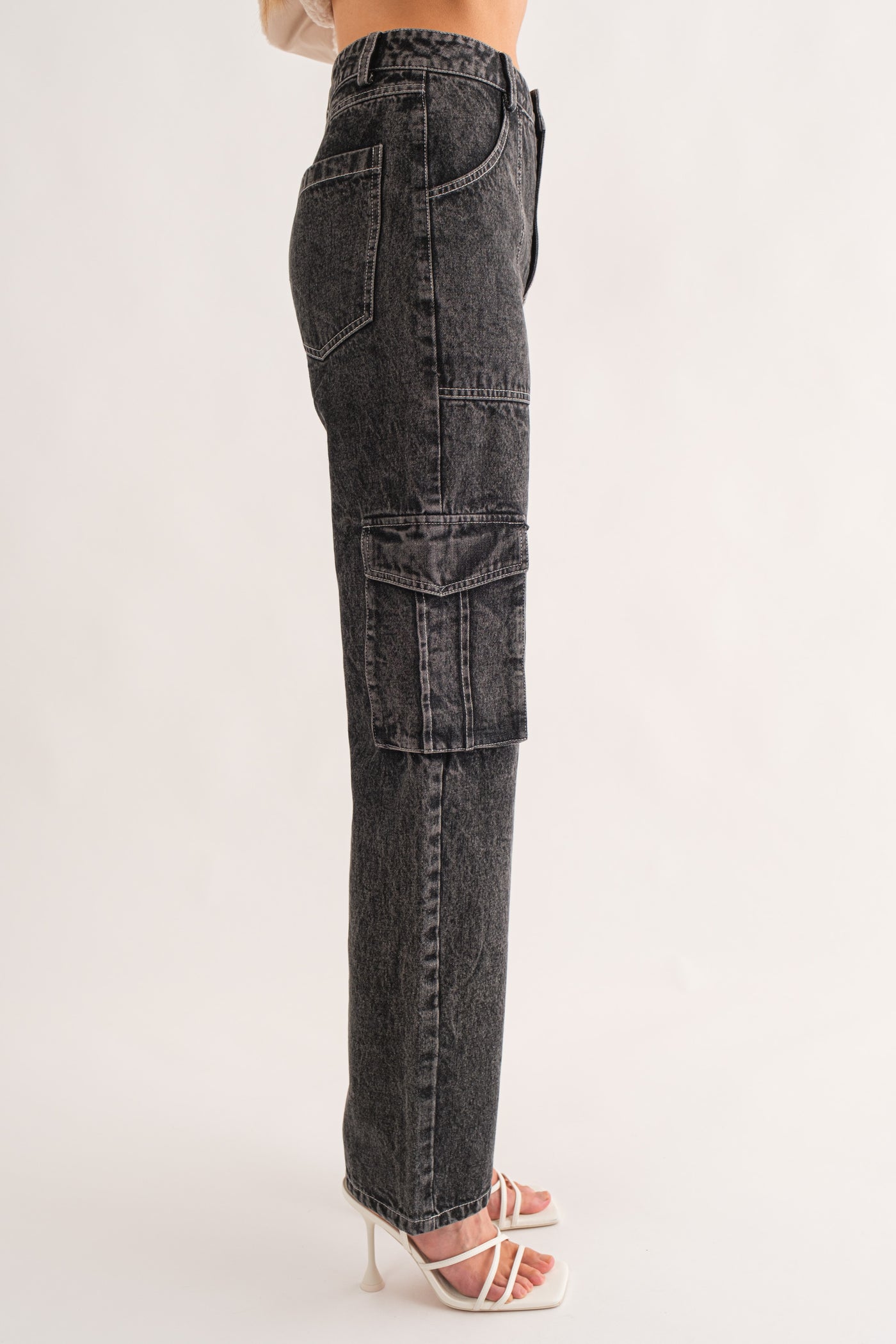 Black denim cargo pant