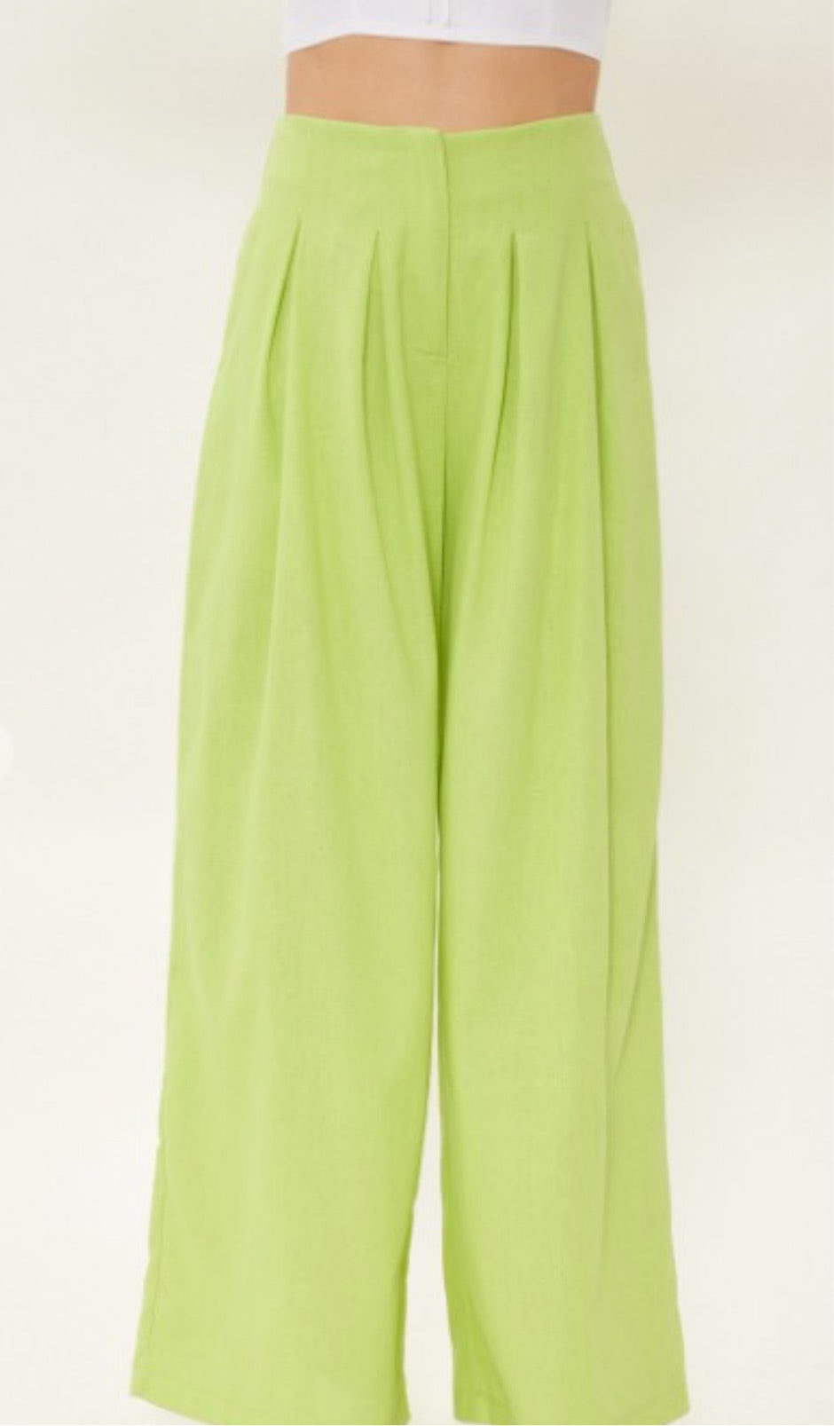 Cali wide leg linen pants lime